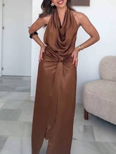 Swing Collar Slit Dress